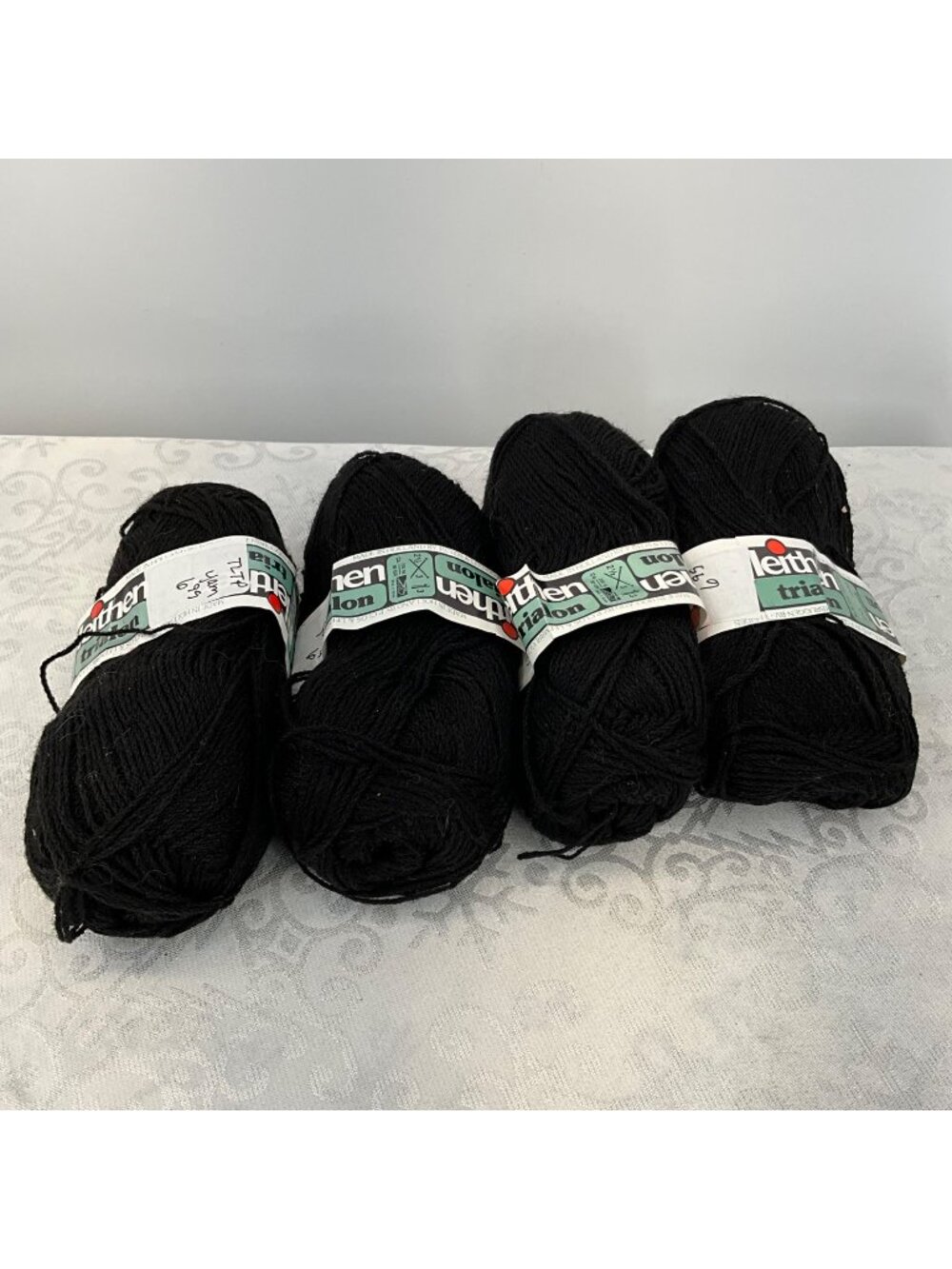 Leithen Trialon Black Yarn 50g Lot Of 5 Skeins Made In Holland